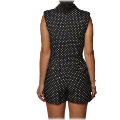 Elisabetta Franchi - Sleeveless Jumpsuit with Polka Dot - Black - Dress - Made in Italy - Luxury Exclusive Collection - Avvenice