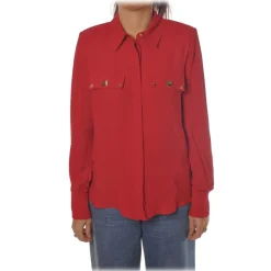 Elisabetta Franchi - Soft Shirt with Stud Detail - Bordeaux - Shirt - Made in Italy - Luxury Exclusive Collection - Avvenice