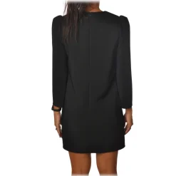 Elisabetta Franchi - Soft Sheath Dress with Puff Sleeves - Black - Dress - Made in Italy - Luxury Exclusive Collection - Avvenice