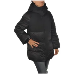 Elisabetta Franchi - Stitched Fabric Down Jacket - Black - Jacket - Made in Italy - Luxury Exclusive Collection - Avvenice
