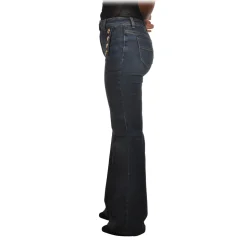 Elisabetta Franchi - Straight Jeans with Metallic Buttons - Blue - Trousers - Made in Italy - Luxury Exclusive Collection - Avvenice