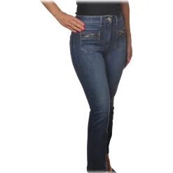 Elisabetta Franchi - Straight Leg Jeans with Patch Pockets - Blue - Trousers - Made in Italy - Luxury Exclusive Collection - Avvenice