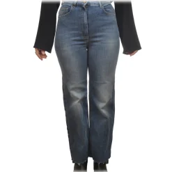 Elisabetta Franchi - Straight Leg Palazzo Jeans - Blue - Trousers - Made in Italy - Luxury Exclusive Collection - Avvenice