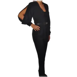 Elisabetta Franchi - Suit with Belt Detail - Black - Dress - Made in Italy - Luxury Exclusive Collection - Avvenice