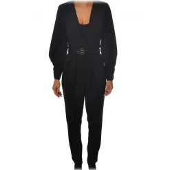 Elisabetta Franchi - Suit with Belt Detail - Black - Dress - Made in Italy - Luxury Exclusive Collection - Avvenice