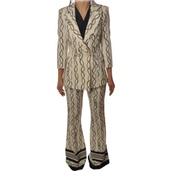 Elisabetta Franchi - Suit Jacket and Trousers - Cream Black - Dress - Made in Italy - Luxury Exclusive Collection - Avvenice