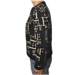 Elisabetta Franchi - Sweater in Logoed Pattern - Black - Pullover - Made in Italy - Luxury Exclusive Collection - Avvenice