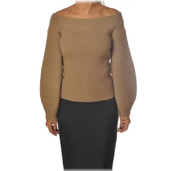 Elisabetta Franchi - Sweater Wide Sleeves - Camel - Sweater - Made in Italy - Luxury Exclusive Collection - Avvenice