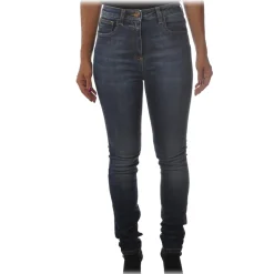 Elisabetta Franchi - Tapered Leg Jeans - Blue Vintage - Trousers - Made in Italy - Luxury Exclusive Collection - Avvenice