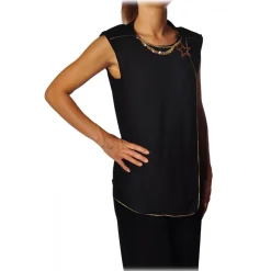 Elisabetta Franchi - Top with Star Necklace Detail - Black - Top - Made in Italy - Luxury Exclusive Collection - Avvenice