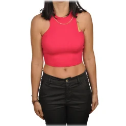 Elisabetta Franchi - Top with Gold Chain Detail - Fucsia - Top - Made in Italy - Luxury Exclusive Collection - Avvenice