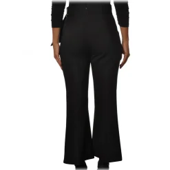 Elisabetta Franchi - Trousers with Buttons in Contrasting Color - Black - Trousers - Made in Italy - Luxury Exclusive Collection - Avvenice