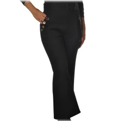 Elisabetta Franchi - Trumpet Model Trousers - Black - Trousers - Made in Italy - Luxury Exclusive Collection - Avvenice
