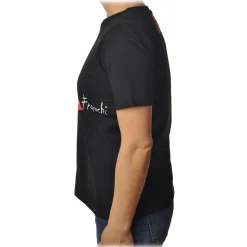 Elisabetta Franchi - T-Shirt with Contrasting Color Print - Black - T-Shirt - Made in Italy - Luxury Exclusive Collection - Avvenice