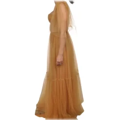 Elisabetta Franchi - Tulle Dress with Bustier - Caramel - Dress - Made in Italy - Luxury Exclusive Collection - Avvenice