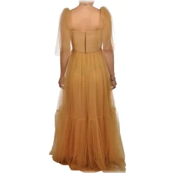 Elisabetta Franchi - Tulle Dress with Bustier - Caramel - Dress - Made in Italy - Luxury Exclusive Collection - Avvenice
