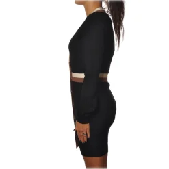 Elisabetta Franchi - V-Neck Sheath Dress - Black - Dress - Made in Italy - Luxury Exclusive Collection - Avvenice