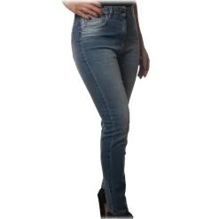 Elisabetta Franchi - Washed Denim Jeans - Blue Vintage - Trousers - Made in Italy - Luxury Exclusive Collection - Avvenice