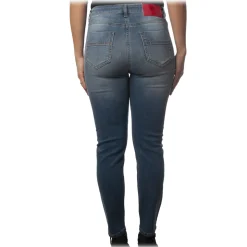 Elisabetta Franchi - Washed Denim Jeans - Blue Vintage - Trousers - Made in Italy - Luxury Exclusive Collection - Avvenice