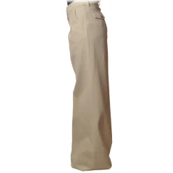 Elisabetta Franchi - Wide Leg Trousers with Chain - Butter - Trousers - Made in Italy - Luxury Exclusive Collection - Avvenice