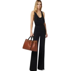 Elisabetta Franchi - Wide Leg Suit with Olympic Cut - Black - Dress - Made in Italy - Luxury Exclusive Collection - Avvenice