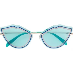 Emilio Pucci - Blue Enamel Embellished Frameless Cat Eye Sunglasses - Blue - Sunglasses - Emilio Pucci Eyewear - Avvenice