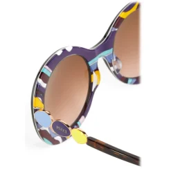 Emilio Pucci - Brown Tortoiseshell Effect Round Frame Embellished Sunglasses - Brown - Sunglasses - Emilio Pucci Eyewear - Avvenice