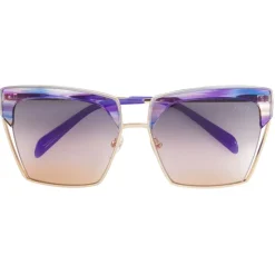 Emilio Pucci - Hanami Print Square Frame Sunglasses - Blue Purple - Sunglasses - Emilio Pucci Eyewear - Avvenice