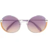 Emilio Pucci - Lilac And Orange Enamel Rimmed Round Sunglasses - Orange - Sunglasses - Emilio Pucci Eyewear - Avvenice