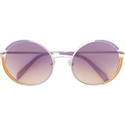 Emilio Pucci - Lilac And Orange Enamel Rimmed Round Sunglasses - Orange - Sunglasses - Emilio Pucci Eyewear - Avvenice