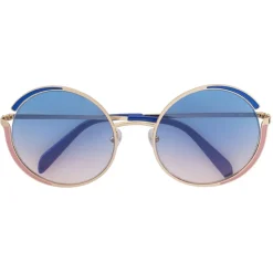 Emilio Pucci - Pink And Blue Enamel Rimmed Round Sunglasses - Pink Blue - Sunglasses - Emilio Pucci Eyewear - Avvenice