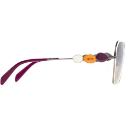 Emilio Pucci - Silver-Tone Square Frame Embellished Sunglasses - Silver - Sunglasses - Emilio Pucci Eyewear - Avvenice