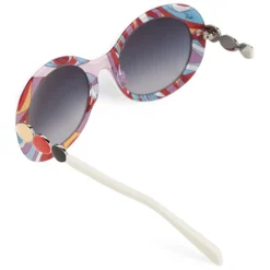 Emilio Pucci - White Round Frame Embellished Sunglasses - White - Sunglasses - Emilio Pucci Eyewear - Avvenice