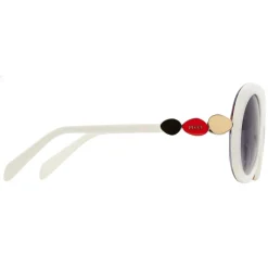 Emilio Pucci - White Round Frame Embellished Sunglasses - White - Sunglasses - Emilio Pucci Eyewear - Avvenice