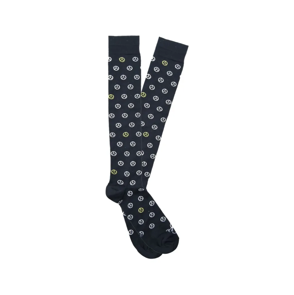 Fefè Napoli - Black Peace Dandy Men's Socks - Socks - Handmade in Italy - Luxury Exclusive Collection - Avvenice