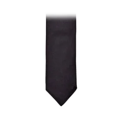 Fefè Napoli - Black Solid Color Gentleman Silk Tie - Ties - Handmade in Italy - Luxury Exclusive Collection - Avvenice