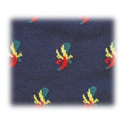 Fefè Napoli - Blue Ace Of Sticks Short Scaramantia Men's Socks - Socks - Handmade in Italy - Luxury Exclusive Collection - Avvenice