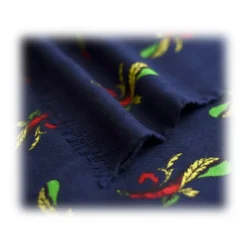 Fefè Napoli - Blue Ace of Sticks Scaramantia Wool Scarf - Scarves and Foulards - Handmade in Italy - Luxury Exclusive Collection - Avvenice