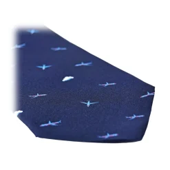 Fefè Napoli - Blue Aereoplanes Dandy Silk Tie - Ties - Handmade in Italy - Luxury Exclusive Collection - Avvenice