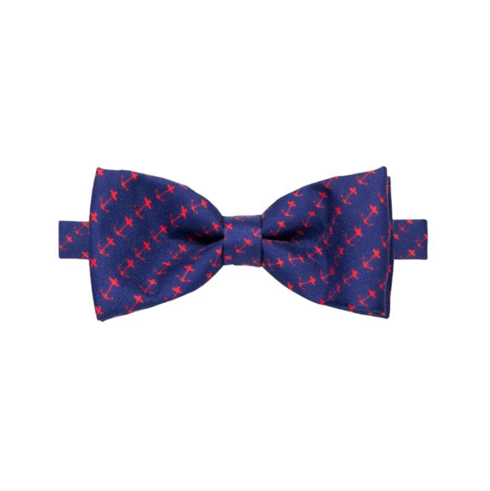 Fefè Napoli - Blue Anchor Silk Bow-Tie - Bow-Tie - Handmade in Italy - Luxury Exclusive Collection - Avvenice