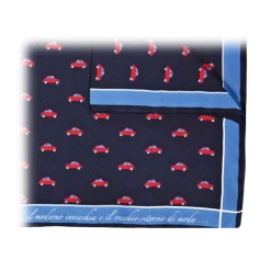 Fefè Napoli - Blue Cinquecento Silk Dandy Pocket Square - Pocket-Square - Handmade in Italy - Luxury Exclusive Collection - Avvenice