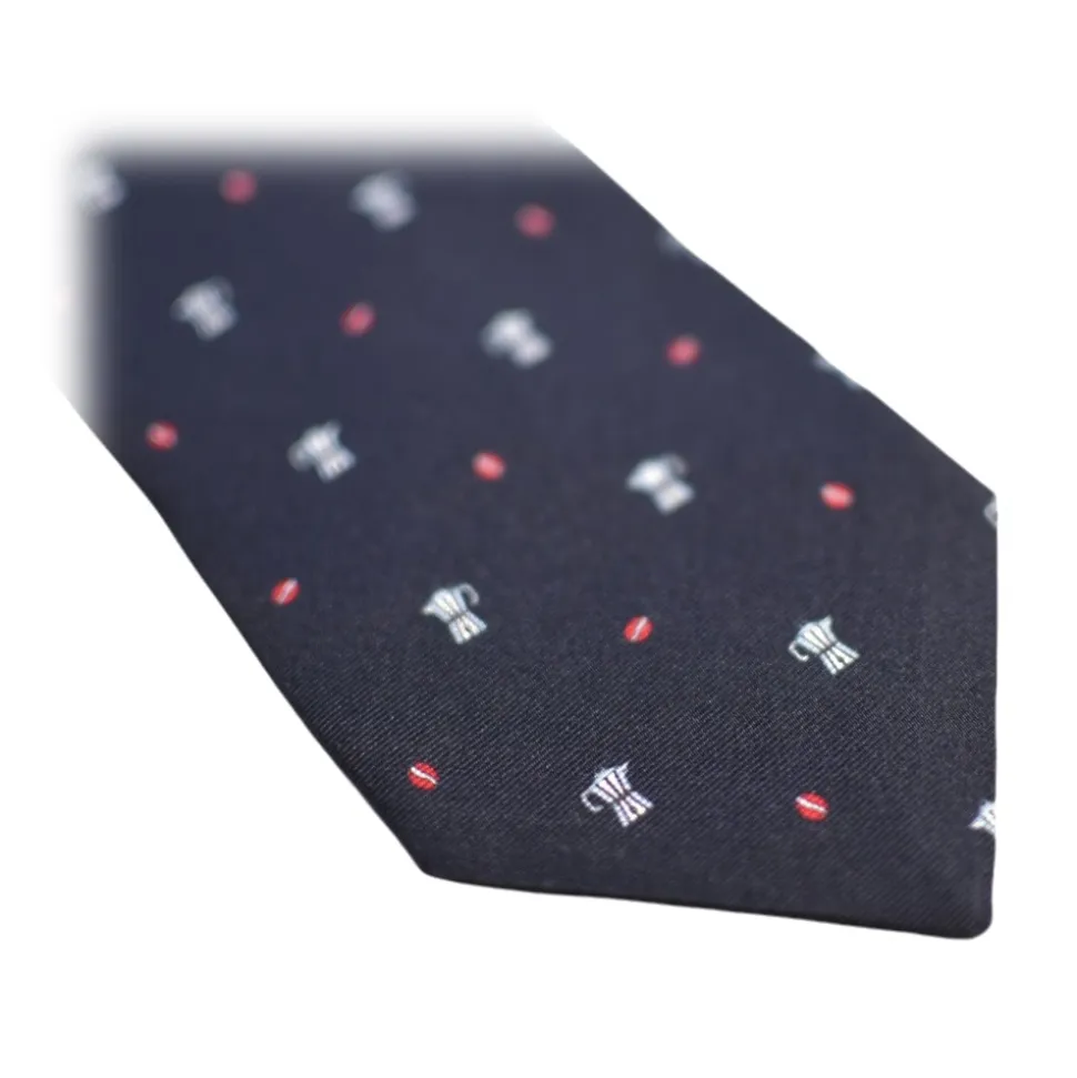 Fefè Napoli - Blue Coffee Dandy Silk Tie - Ties - Handmade in Italy - Luxury Exclusive Collection - Avvenice