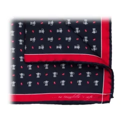 Fefè Napoli - Blue Coffee Silk Dandy Pocket Square - Pocket-Square - Handmade in Italy - Luxury Exclusive Collection - Avvenice