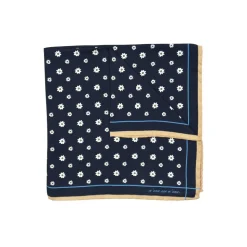 Fefè Napoli - Blue Daises Silk Dandy Pocket Square - Pocket-Square - Handmade in Italy - Luxury Exclusive Collection - Avvenice