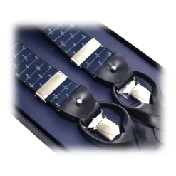 Fefè Napoli - Blue Electro Dandy Suspenders - Braces - Handmade in Italy - Luxury Exclusive Collection - Avvenice