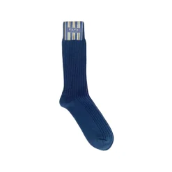 Fefè Napoli - Blue England Men's Short Socks - Socks - Handmade in Italy - Luxury Exclusive Collection - Avvenice