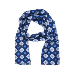 Fefè Napoli - Blue Flowers Dandy Silk Scarf - Scarves and Foulards - Handmade in Italy - Luxury Exclusive Collection - Avvenice