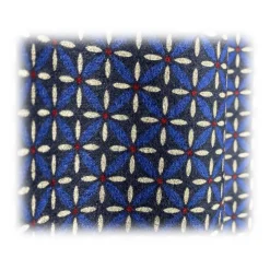 Fefè Napoli - Blue Flowers Seventy Double Scarf - Scarves and Foulards - Handmade in Italy - Luxury Exclusive Collection - Avvenice