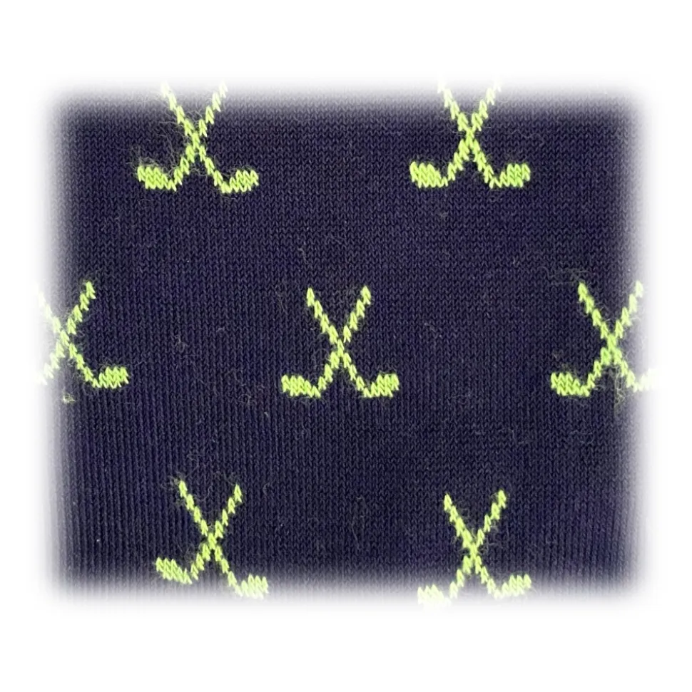 Fefè Napoli - Blue Golf Short Dandy Men's Socks - Socks - Handmade in Italy - Luxury Exclusive Collection - Avvenice