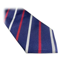 Fefè Napoli - Blue Grey Regimental Business Silk Tie - Ties - Handmade in Italy - Luxury Exclusive Collection - Avvenice